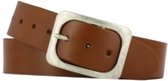 Leren Riem - Cognac - 5 cm breed - maat 95 (totale lengte 110) - Met Nikkelvrije gesp