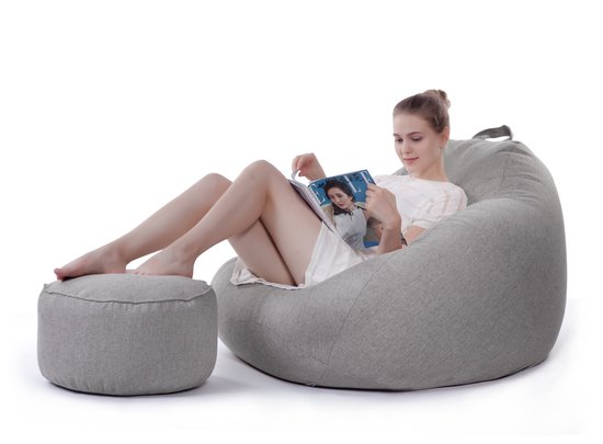 Lumaland Comfort Line Indoor Poef Beanbag Hocker Stool - 45cm x 25cm - Lichtgrijs