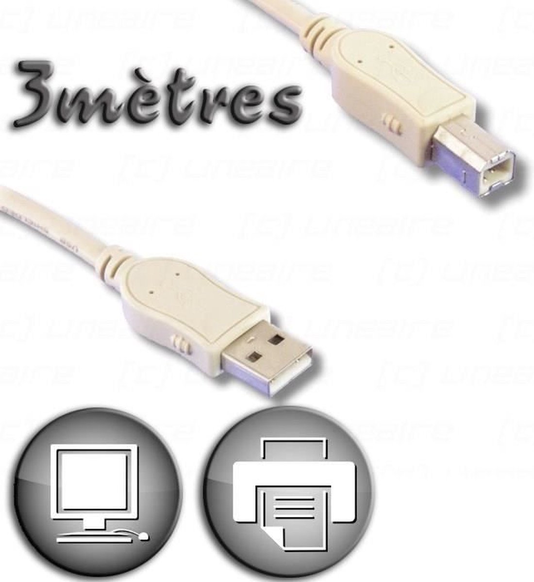 Lineaire PCUSB212E USB-kabel 3 m USB 2.0 USB A USB B Beige