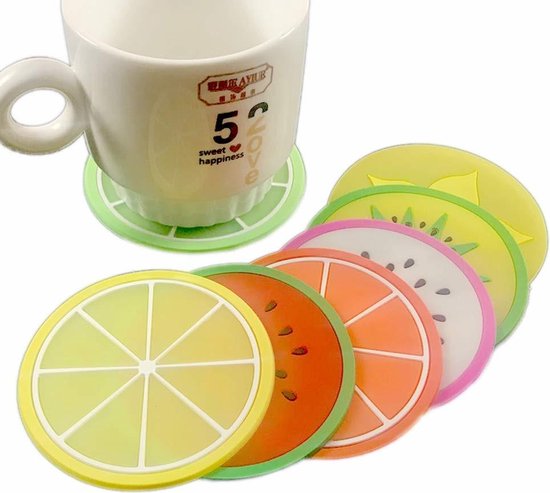 Fruitige Siliconen Onderzetters - Fruit Collectie - 6 Stuks - 9cm - Passievrucht
