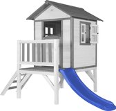 AXI Beach Lodge XL Speelhuis in Wit - Met Verdieping en Blauwe Glijbaan - Speelhuisje voor de tuin / buiten - FSC hout - Speeltoestel voor kinderen
