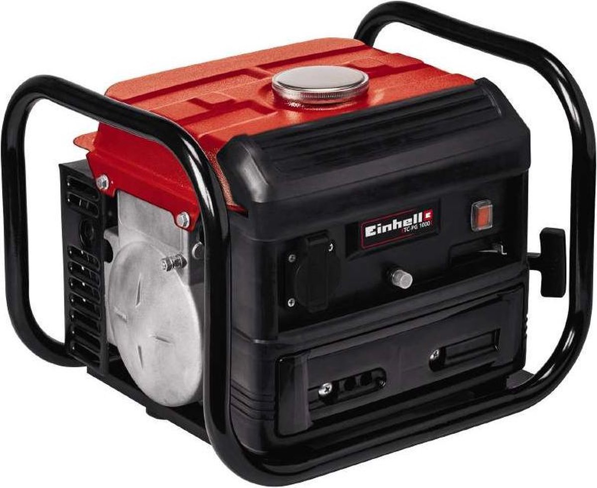 Einhell TC-PG 1000 Power Generator, 1.2 kW, 4 L, 680 W Continuous Power, Maximum 800 W/1 min, 230 V Power Outlet, AVR Control, Overload Switch, Red and Black