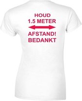 T-Shirt - 1.5 meter afstand - Neon Rood - Large - Dames
