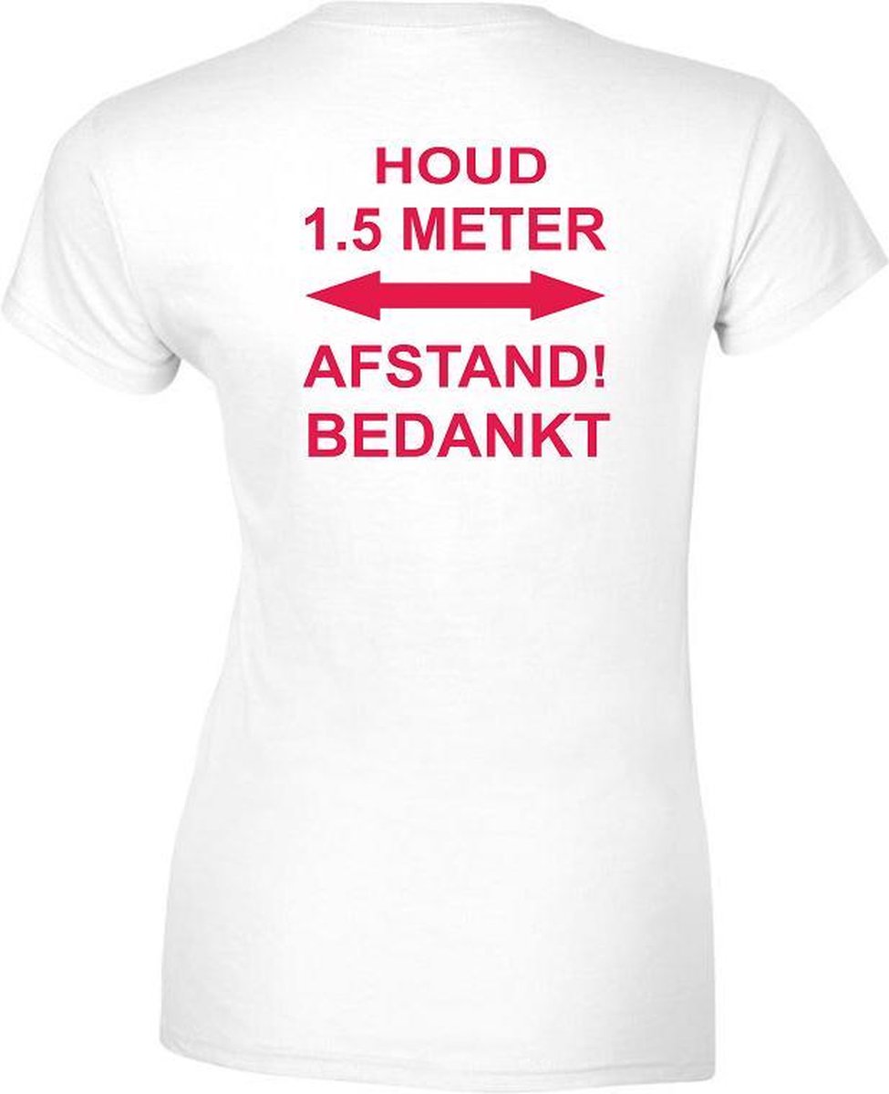 T-Shirt 1.5 meter afstand Neon Large Dames Rood