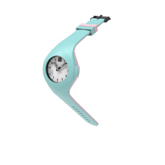 TOO LATE – siliconen horloge – MASH UP BICOLOR – Ø 40 mm – MINT GREEN PINK