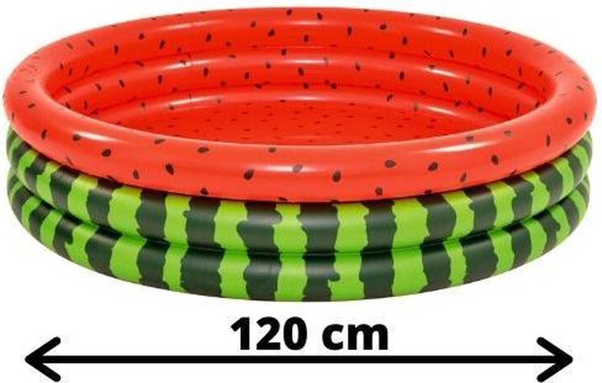 Orange85 Opblaas Zwembad - Watermeloen - 120x30 cm - Groen met rood - Meloen - Baby zwembad - Kinderzwembad - Speelzwembad - Opblaaszwembad - Peuter zwembad - Tuin