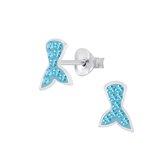 Joy|S - Zilveren zeemeermin staart oorbellen blauw Mermaid tail