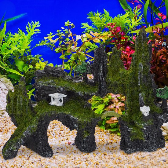 relaxdays aquarium decoratie rots - terrarium - schuilplek - aquarium versiering - rotsen