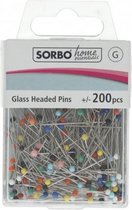 Sorbo home essentials of greenminds glaskopspelden - glass headed pins 200 pcs - glas kopspelden spelden