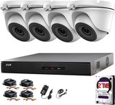 HIKVISION 4CH CCTV KIT DVR 1080P & 4X 2.0MP VOLLEDIGE HD 1080P WIT DOME CCTV CAMERAS IR 20M NIGHT VISIE REMOTE VIEW eenvoudig P2P SECURITY CAMERA SYSTEM (2TB HDD PRE-INSTALLED)
