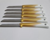 Solingen schilmes met kartel vlijmscherpe Messen set RVS (Goud-Wit) Messenset gold white knife set - 6 stuks