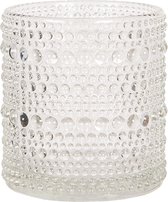 Clayre & Eef Glazen Theelichthouder 6GL2550 Ø 7*8 cm - Transparant Glas WaxinelichthouderWindlichthouder