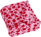 Playshoes - Fleece deken voor kinderen 75x100cm - Aardbei - Roze - maat 75x100cm
