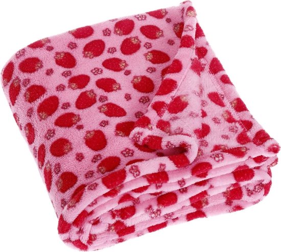 Playshoes - Fleece deken voor kinderen 75x100cm - Aardbei - Roze - maat  75x100cm | bol.com