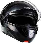 MOTO F20 systeemhelm, scooterhelm, motorhelm opklapbare kinbescherming, Black, L hoofdomtrek 59-60cm