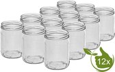 Glazenpotten 500 ml zonder deksel verpakt per 12 stuks