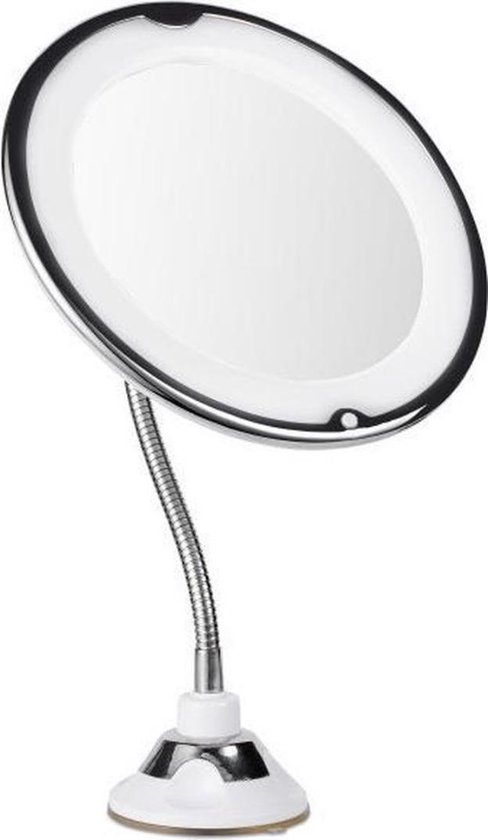 Flexibele Make Up Spiegel Met Sterke Zuignap - LED verlichting - 360 graden Rotatie - 10 x Vergroting - Scheerspiegel - Merkloos