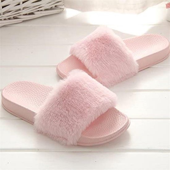 Damesslippers Fuzzy Fluffy Slides | furry flip flops | Nep bont Slippers  |Faux fur | ... | bol.com