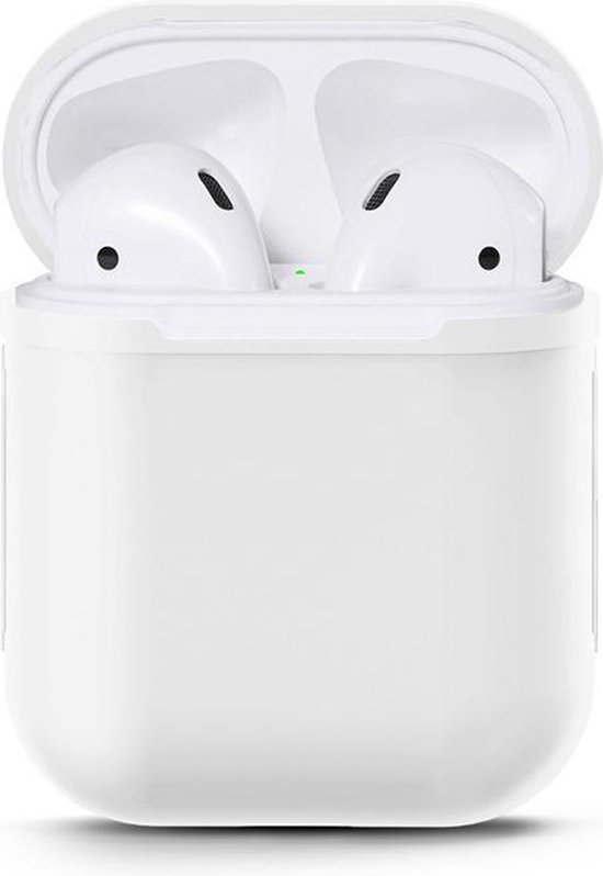 Bijdrager Trouw wasmiddel Airpods Silicone- Case -Cover- Hoesje- speciaal geschikt voor Apple Airpods  1 / 2 - Wit | bol.com