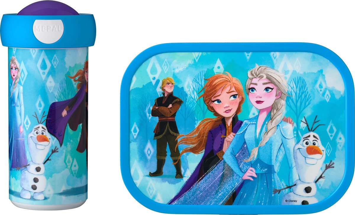 Mepal lunchset Campus – Broodtrommel en Drinkbeker voor kinderen – Bento box – Schoolbeker – Frozen 2