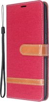 Denim Book Case - Samsung Galaxy A51 Hoesje - Rood