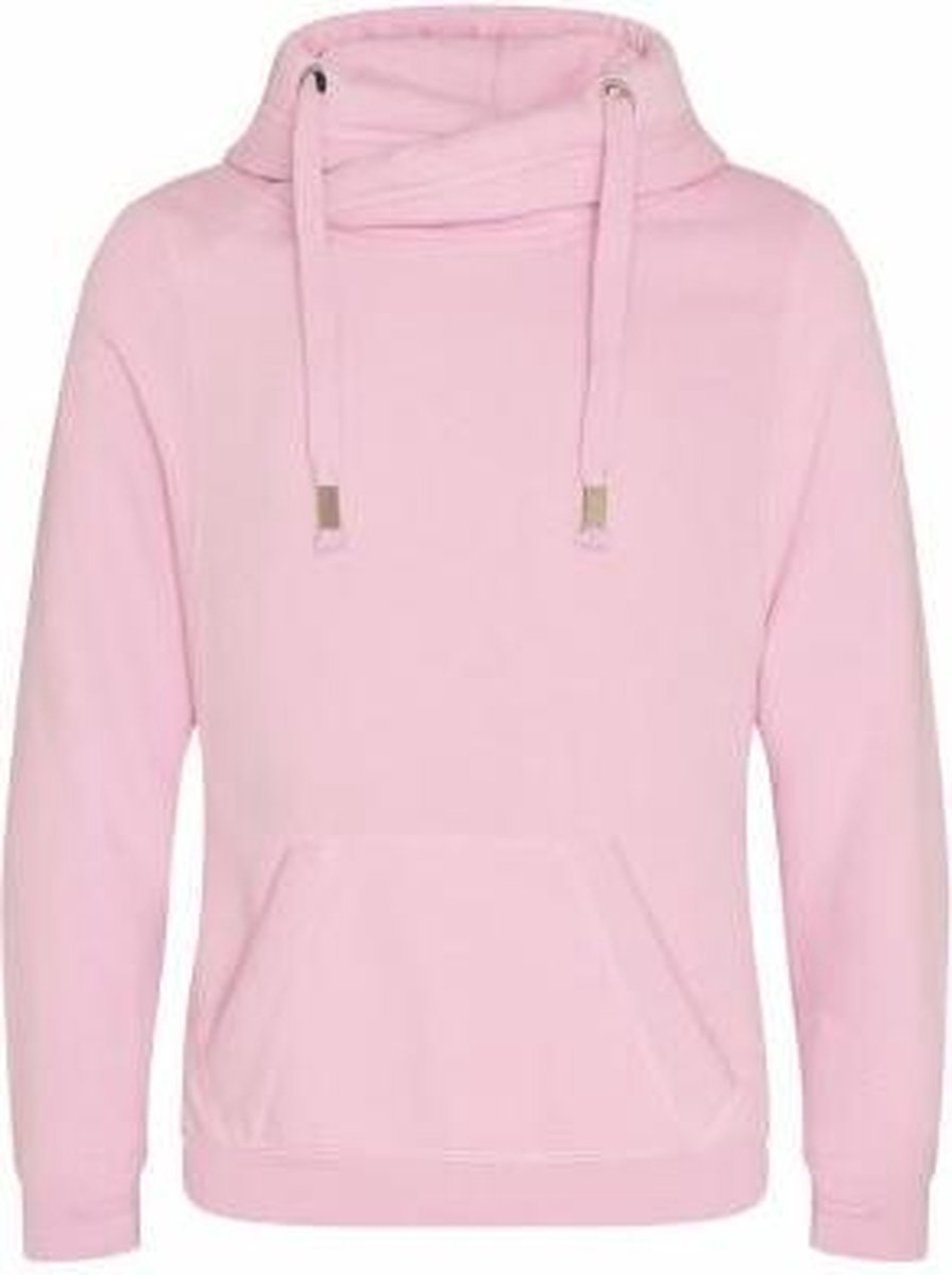 Cross Neck Hoodie  Unisex  Normal fit Baby Pink maat S