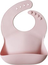 Mushie Siliconen Baby Slabbetje met Opvangbakje | Blush | BPA + ftalaatvrij| afwasbaar| Bibs kleuren|