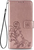 Klavertje vier roze goud agenda wallet case hoesje Samsung Galaxy A21s