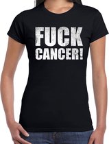 Fuck cancer t-shirt zwart voor dames - weg met kanker shirt - tekst  shirts XS