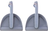 Set van 2x stuks kunststof toffer en blik pastelblauw - blauwe kamervegers/handvegers met blik