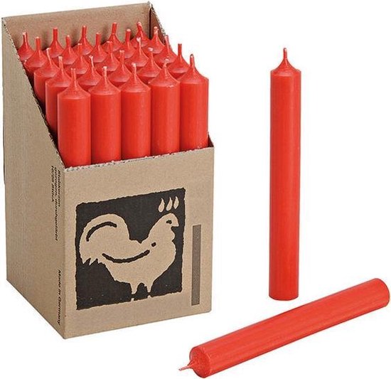 Set van rode kaarsen/dinerkaarsen 18 cm 7-8 branduren - Geurloze... | bol.com