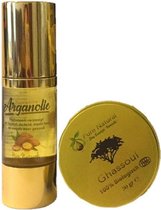 Argan bodyolie en Ghassoul klei poeder gezichtsmasker - huid en haar verzorging - Biologisch - kado - Pure Naturals