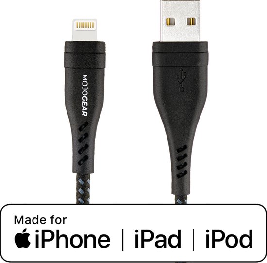 Lokken Tapijt karakter MOJOGEAR Apple Lightning naar USB kabel Extra Sterk – 1,5 meter | bol.com