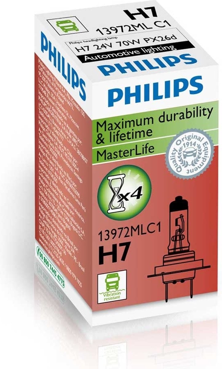 Philips MasterLife 24V H7 Halogeenlamp 70W