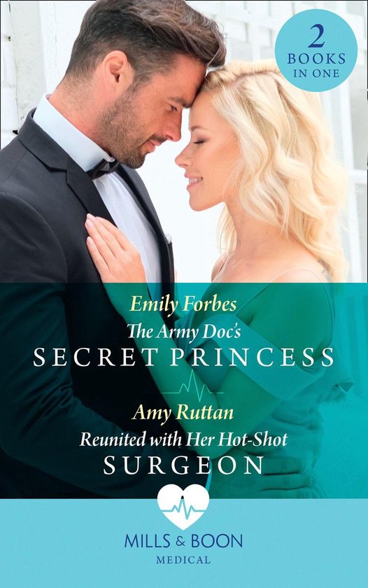 Een man met een pak en een vrouw met blond haar, neus tegen neus. De tekst vermeldt '2 BOOKS IN ONE' en 'SECRET PRINCESS'.