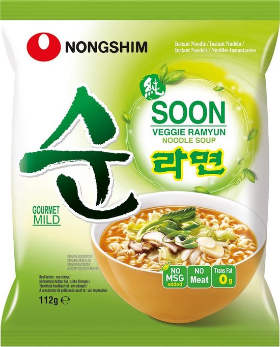 NONGSHIM Instant Noodle Soon Veggie - 112g x 20 stuks - voordeelverpakking - veganistisch
