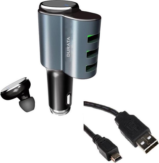 Durata DR-B01 Autolader Slimme en draagbare Bluetooth headset -3-poorts USB  lader met... | bol.com