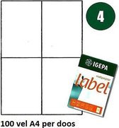 IGEPA Labels Multifunctionele Etiketten - 4 Per Pagina - Geschikt Voor Alle Toepassingen -  100 Vel