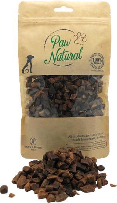 Paw Natural Herten Vlees Trainingstraktatie Snacks voor Honden, Beloningen 250g. Graan en Glutenvrij Naturel Hondenvoer voor dieren, alle rassen.