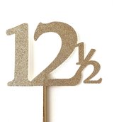 Taartdecoratie | Taarttopper|  Taartversiering| Verjaardag| Cijfers| 12,5| Brons glitter| 14 cm| karton