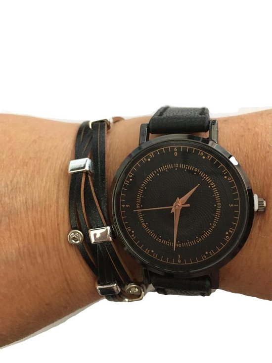 Inademen Blanco Savant Petra's Sieradenwereld - Horloge leer met leren armband (23) | bol.com