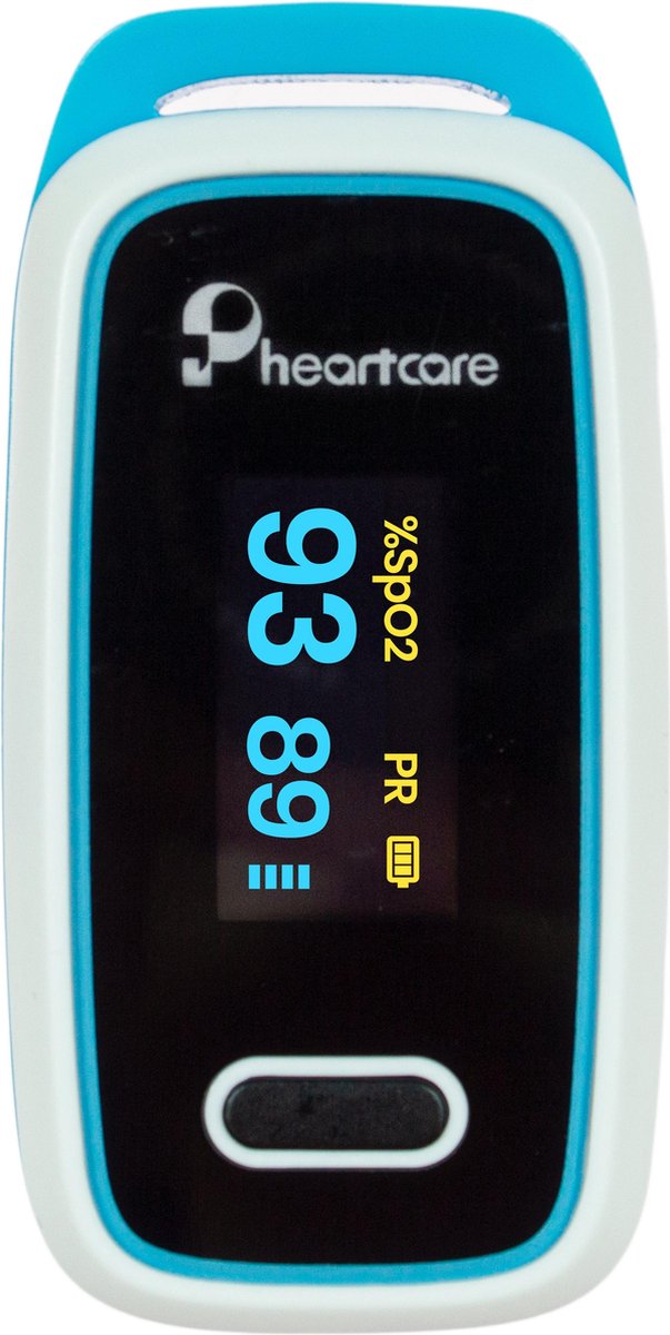 Pheartcare Saturatiemeter Zuurstofmeter met Inspectie Certificaat en Medische Kwalificatie - Cyaan