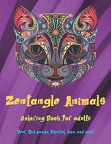 Zentangle Animals - Coloring Book for adults - Deer, Red panda, Squirrel, Lion, and more