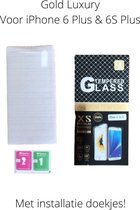 iPhone 6 Plus en 6S Plus screenprotector glas - tempered glass - Gold Luxury - Met installatie materiaal