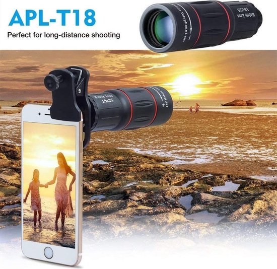 18X smartphone-telelens - plus uitschuifbare Tripod Statiefhouder