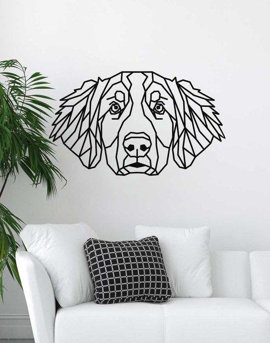 Berner Sennen Geometrisch Hout 70 x 42 cm Black - Honden - Wanddecoratie