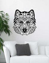 Husky Geometrisch Hout 50 x 53 cm Black - Honden - Wanddecoratie