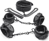 XXXcite – Luxe Lederen BDSM Bondage Set - Lederen Handboeien - Leren Bondage Riem - Zwart