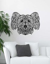 Skye Terrier Geometrisch Hout 50 x 63 cm Black - Honden - Wanddecoratie