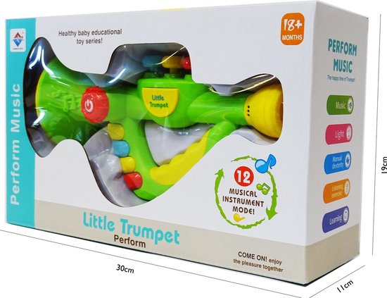 Speelgoed trompet met 12 muzikale instrumenten - Little Trumpet - speelgoed instrument - 25CM (incl. batterijen) - LX toys